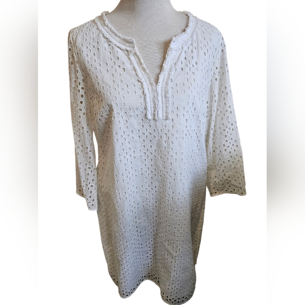 Crown & Ivy White Eyelet Dress Size 14.